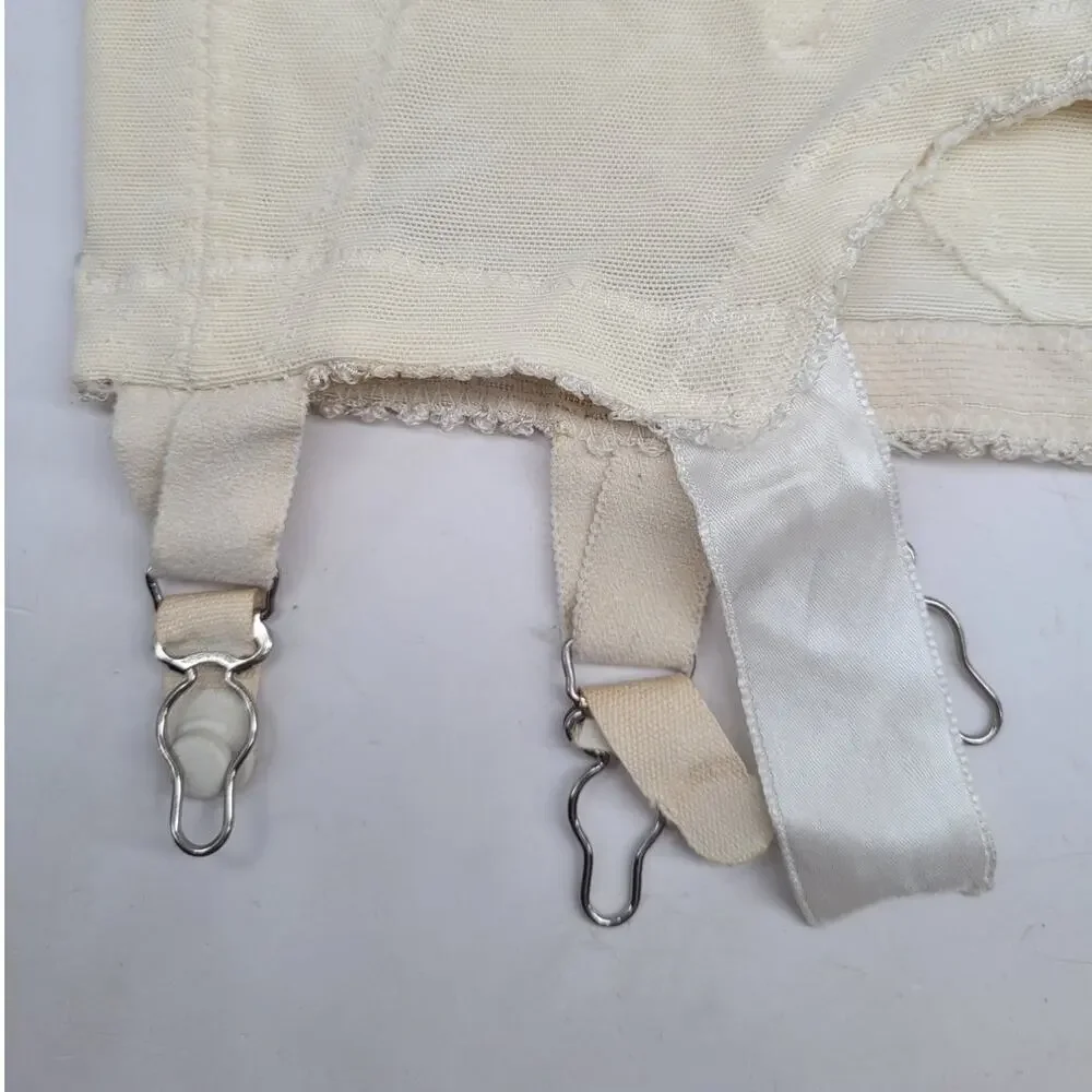 Lily Of France Ivory Garter Girdle Pin Up Glam Vintage Lingerie Treasure Glam‎